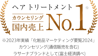 アウトバストリートメント 国内売上No.1 ※2023年実績 「化粧品マーケティング要覧2024」 ラサーナブランドとして（富士経済調べ）