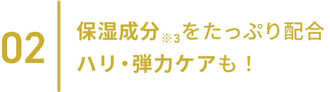 02  保湿成分※3をたっぷり配合ハリ・弾力ケアも！