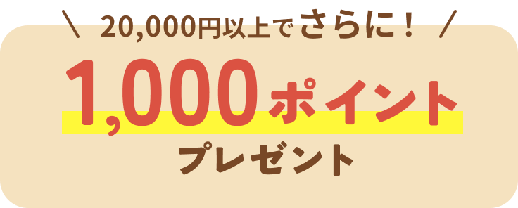 20,000円以上でさらに！1,000ポイントプレゼント
