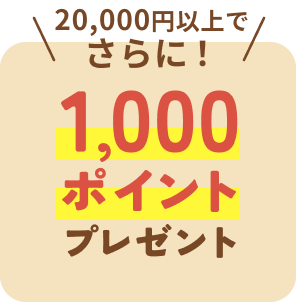 20,000円以上でさらに！1,000ポイントプレゼント