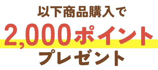 以下商品購入で2,000ポイントプレゼント！