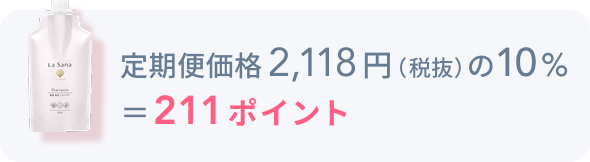 定期便価格2,118円（税抜）の10% ＝211ポイント